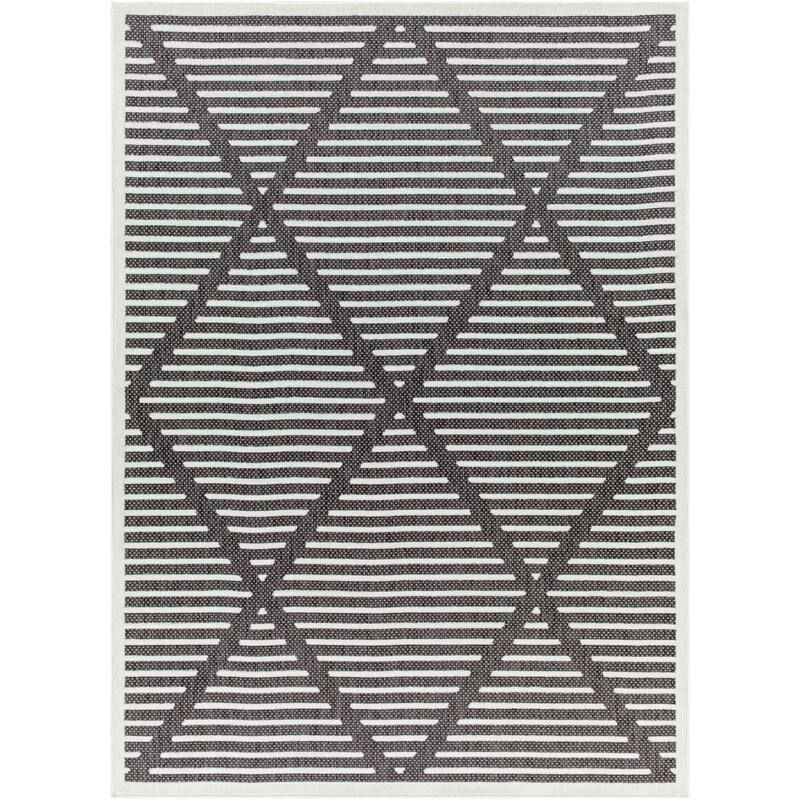 Livabliss San Diego Outdoor Geometric Area Rug - 6'7" x 9' - Charcoal