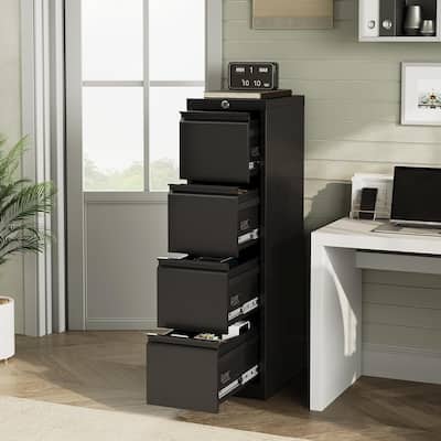4-Drawer File Storage Cabinet with Lock for Home Office - N/A