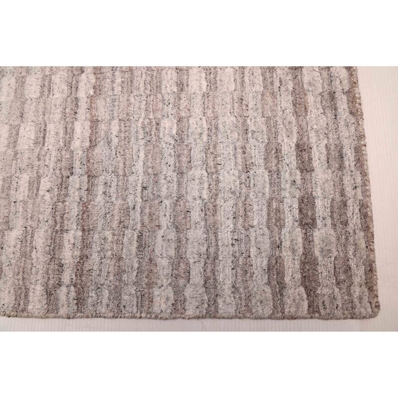 ECARPETGALLERY Hand Loomed Loreto Light Grey Wool Rug - 5'5 x 7'6