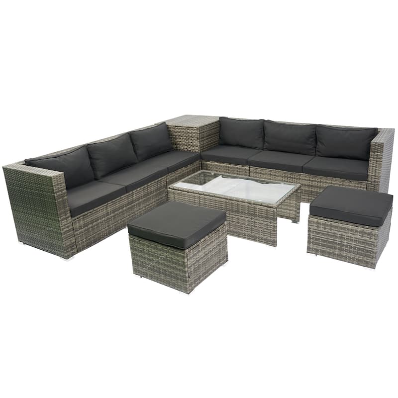 8 Piece Patio Sectional Wicker Rattan Outdoor