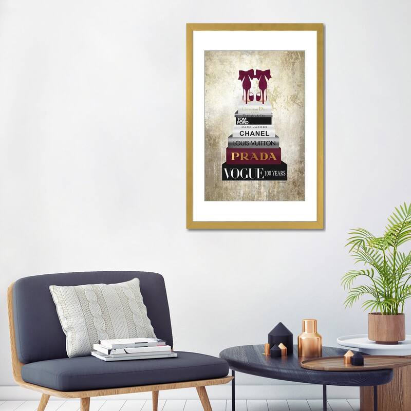 iCanvas "Tall Book Stack With Burgundy Shoes & Gold Background" by Amanda Greenwood