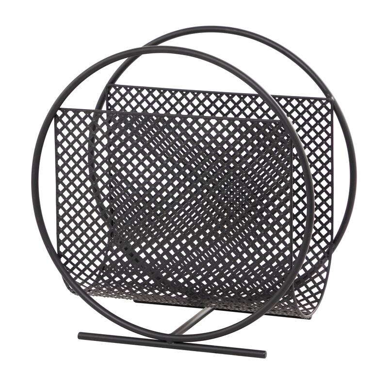 Black Metal Single Slot Magazine Holder with Black Stand - 20 x 10 x 20