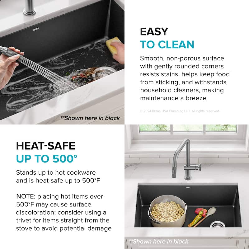 KRAUS Forteza Granite 32 inch 1-Bowl Undermount Kitchen Sink