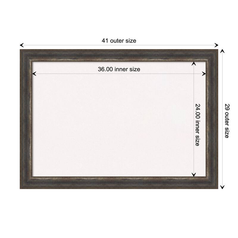 Alta Rustic Char Framed White Corkboard Bulletin Board, Organization Board, Pin Board - Board Size 36x24