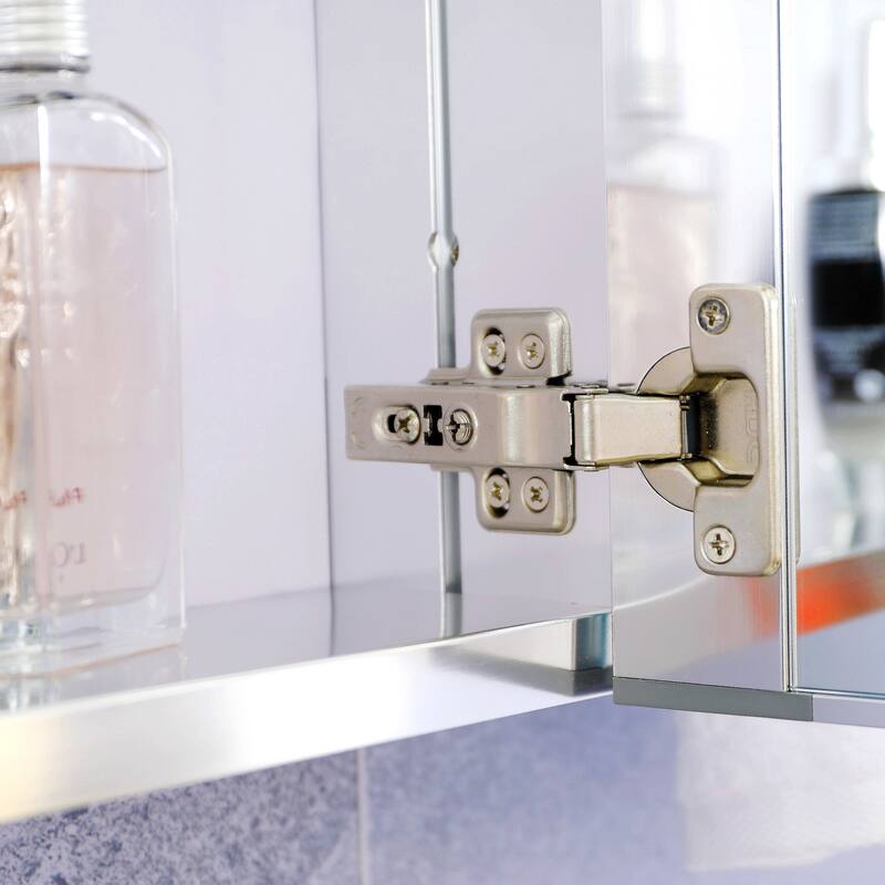 30 x 26 Inch Aluminum Bathroom Medicine Cabinet with Mirror, Recessed or Surface Mount, Large Storage