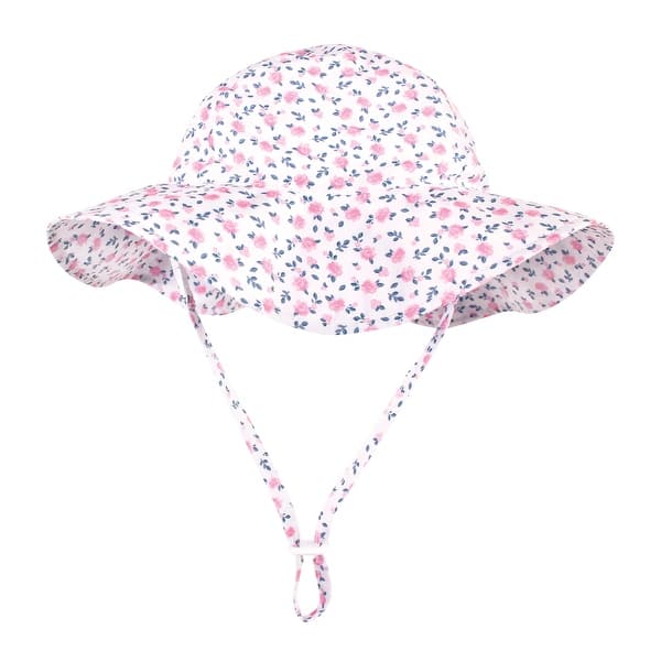 slide 1 of 1, Hudson Baby Infant and Toddler Girl Sun Protection Hat, Pink Berry Floral, 2T-4T - Pink Berry Floral Pink Berry Floral - 2T