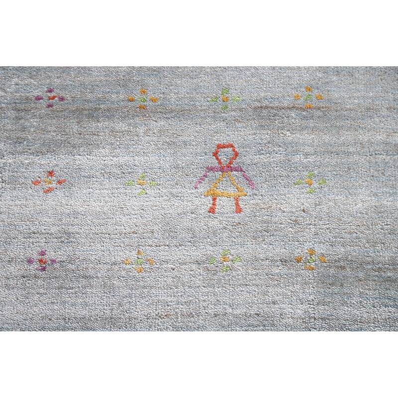Grey Gabbeh Area Rug Handmade Wool Carpet - 8'11"x 11'9"