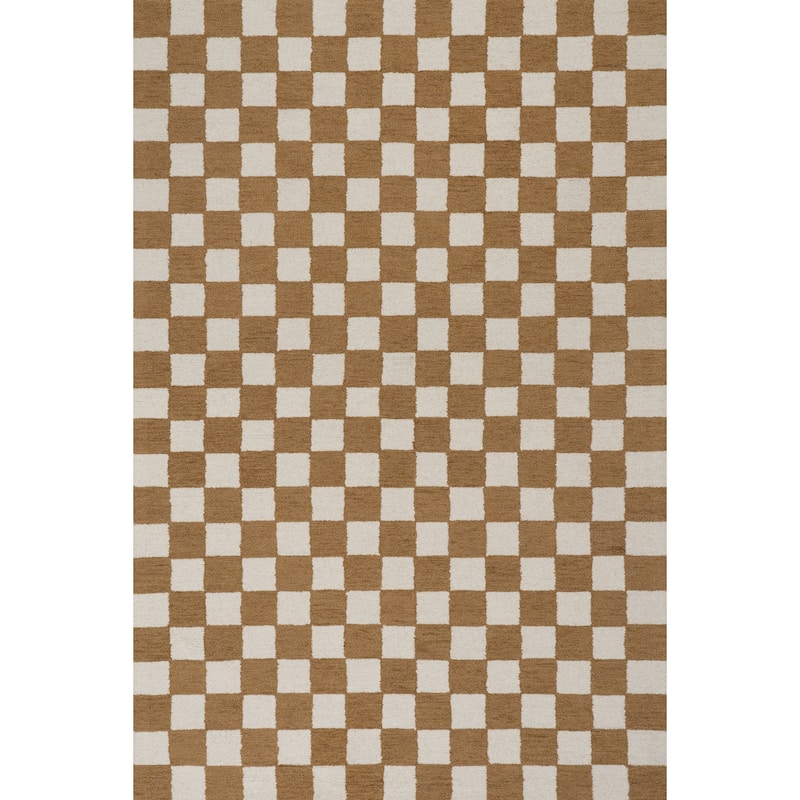 Nuloom Quinarae Checkered Wool-Blend Rug - 5' x 8' - Golden Tan - Rectangle