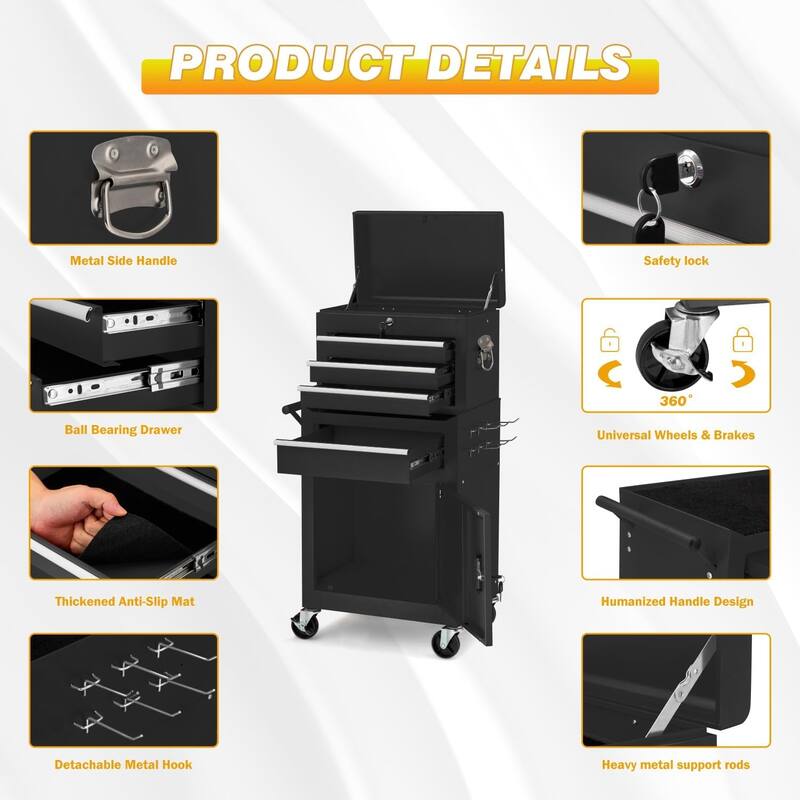 AECOJOY Tool Chests & Cabinets Detachable Metal w/ Wheels