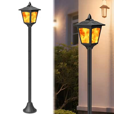 42" Solar Lamp Post Lights – Flickering Flame Waterproof Outdoor Pole Lights for Garden, Pathway, Yard - 40''