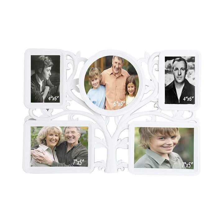 Decorative Modern Wall Mounted Collage Picture Holder Multi Photo Frame for  6 Pictures 4 x 6 Inch Home Text, White