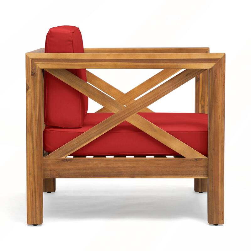 Mid Century Modern Acacia Wood Patio Club Chair