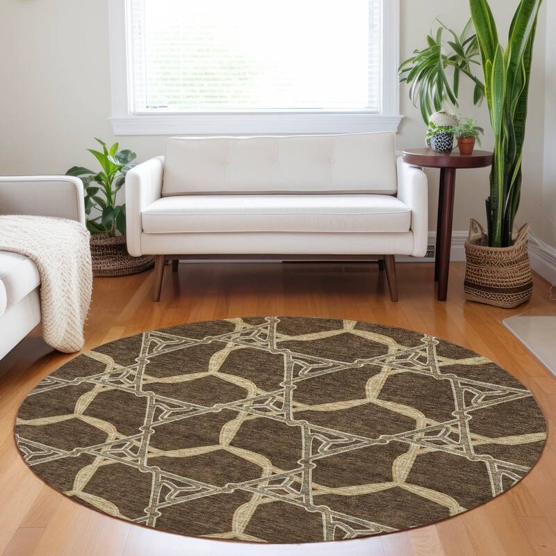 Machine Washable Indoor/ Outdoor Transitional Links Chantille Rug