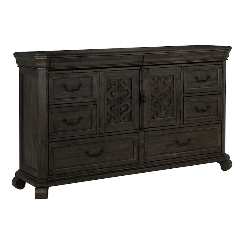 Magnussen Home Bellamy Peppercorn Drawer Dresser With Shaped Mirror