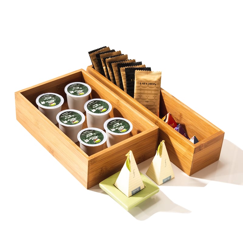 Seville Classics 10-Piece Bamboo Storage Organizer Box Set