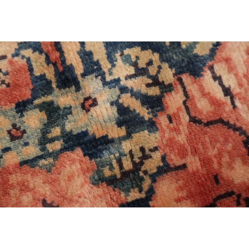Hand Knotted Oriental 100% Wool Carpet Traditional All-Over Navy Blue & Blues Senneh Area Rug - 10' 5'' X 7' 1''