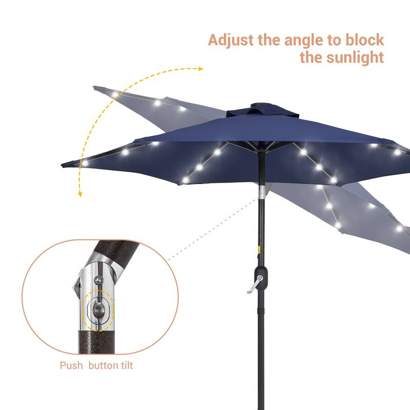 LIVOOSUN Patio 7.5 Feet Market Solar LED Light Umbrella