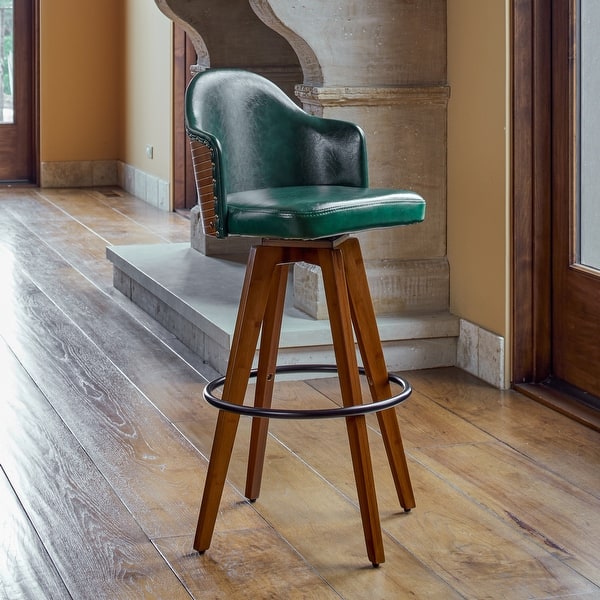 Hobo Bar Stools, Shop Corvus Metz Mid Century Bonded Leather Swivel Bar Stools Set Of 2 On Sale Overstock 18271781 Dark Green