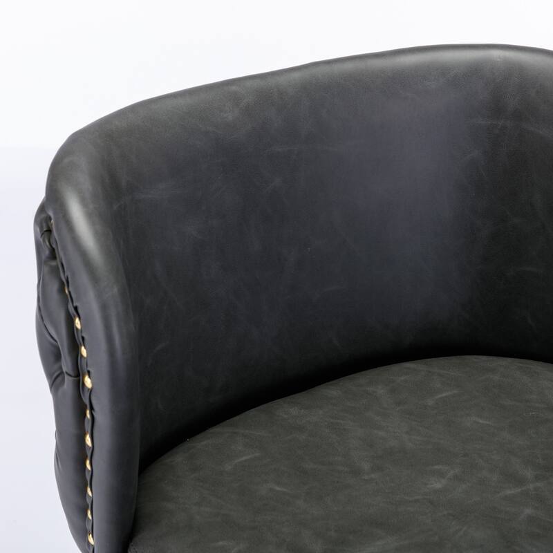 PU Upholstered Swivel Barstools Adjusatble Seat Height, Set of 2