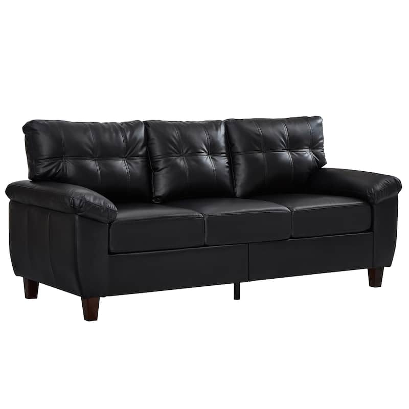 Roomfitters 2-Piece Sofa Set with Wide Armrests, Faux Leather 3-Seater and Loveseat with Storage for Living Room, PU Upholstery