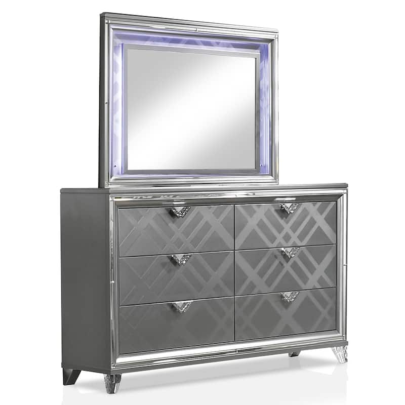 Furniture of America Bel Air Glam Wood 6-Piece Platform Bedroom Set with USB Port