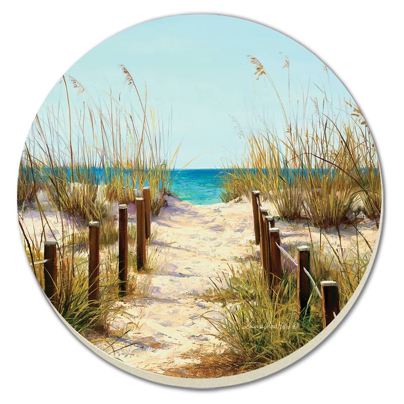 Counterart Absorbent Stone Coasters - Beach Path - Set of 4 - 4x4x1.161