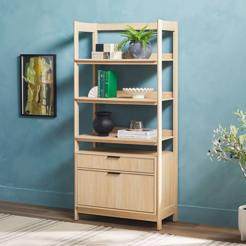 Middlebrook Designs 33" Wide Reeded Bookshelf with Drawers