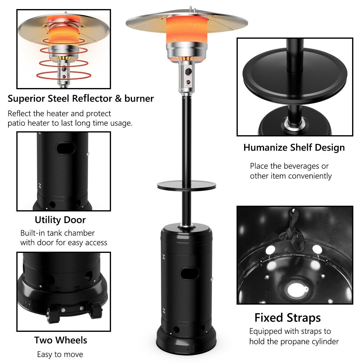 Shop Gymax Outdoor Patio Heater Propane Standing Lp Gas Steel W