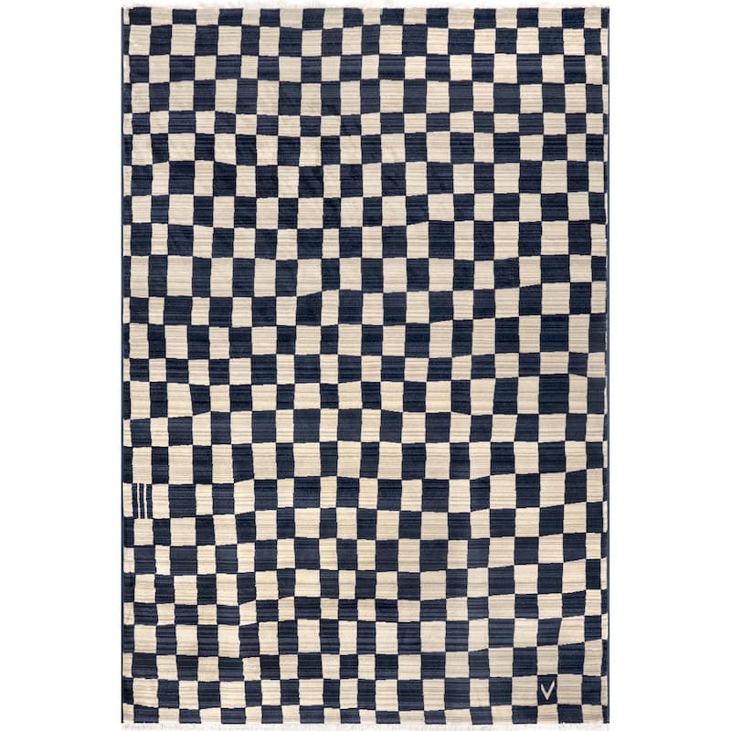 Nuloom Dominique Abstract Checkered Fringe Area Rug