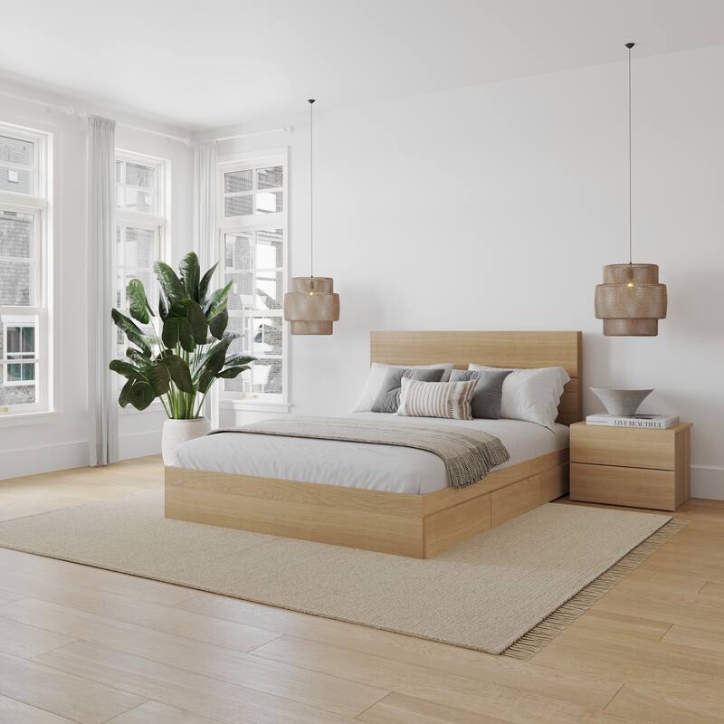 Milo 3-Piece Reversible Storage Bedroom Set - Natural Maple - Full