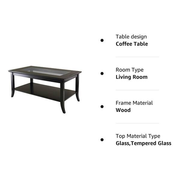 Genoa Rectangular Coffee Table with Glass Top And Shelf On Sale Bed