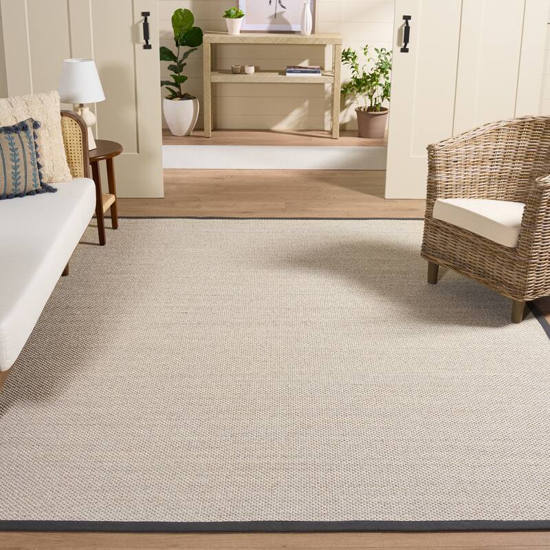 SAFAVIEH Natural Fiber Lorine Casual Border Sisal Rug - 6' x 8' - Marble/Dark Grey