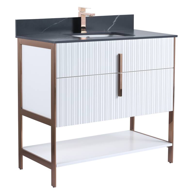 Fine Fixtures Serenity Modern Bathroom Vanity with Black Sintered Stone Top