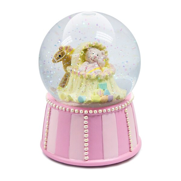 Russ Berrie Pink Bear Musical Snow Globe