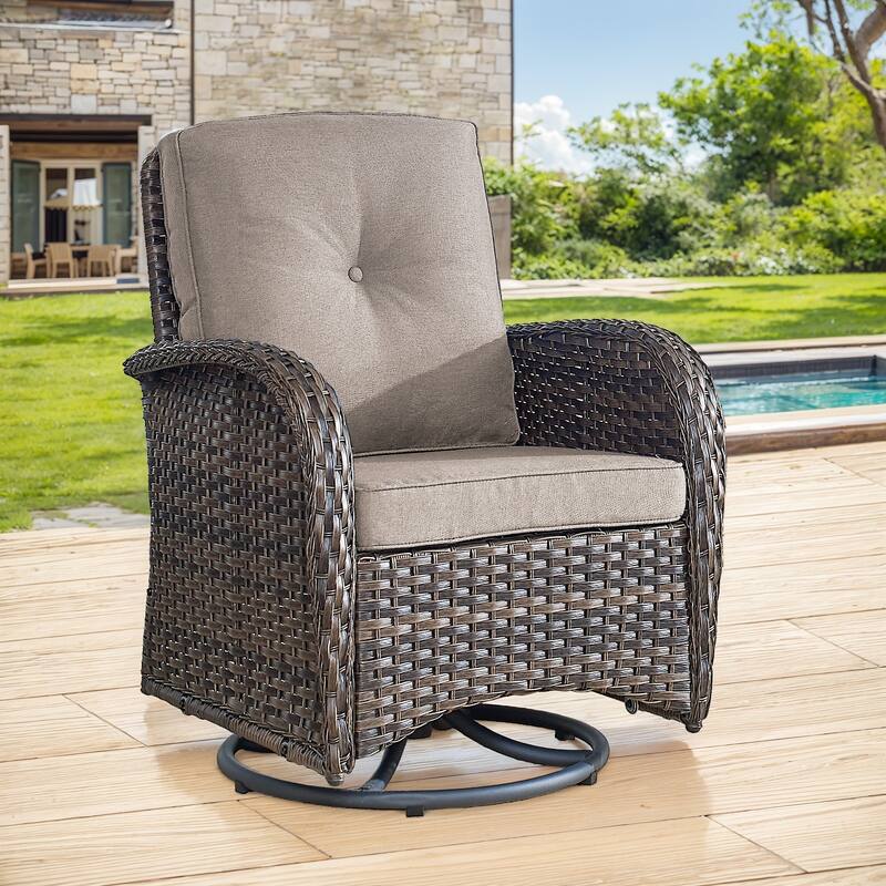 Gymojoy Comfortable Wicker Swivel Glider Patio Chair for Outdoor - 1-Piece - Grey