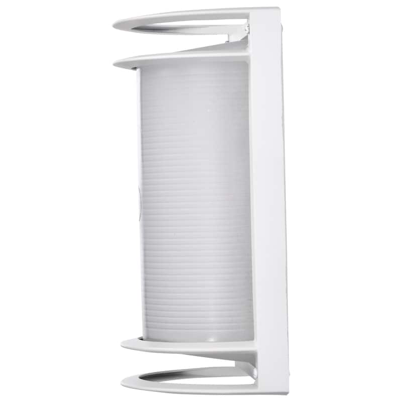 LED Rectangular Bulk Head Fixture White Finish with White Glass