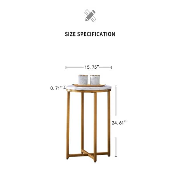 MDF Side Table with Golden Frame X-Shaped Base - Bed Bath & Beyond ...