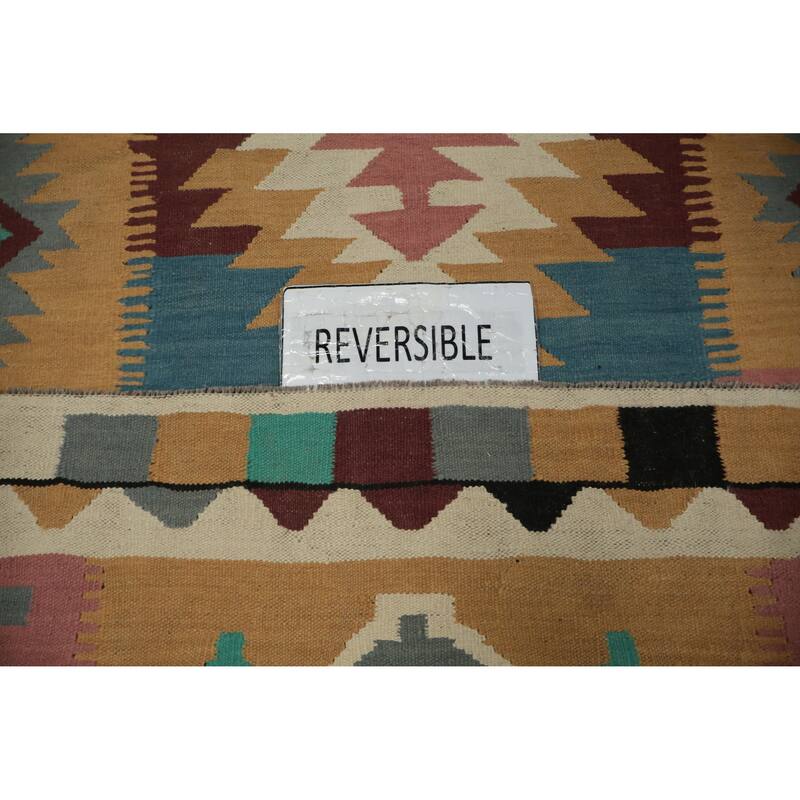 Hand Woven Oriental 100% Wool Carpet Southwestern Tribal Multi-Colored Kilim Area Rug - 7' 0'' X 4' 2''