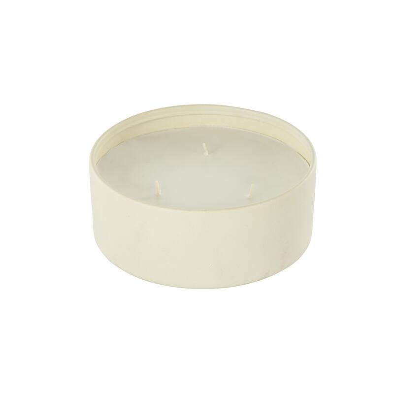 Beige, Black or Cream Metal Scented Textured 22oz 3 Wick Decorative Candle with White Wax