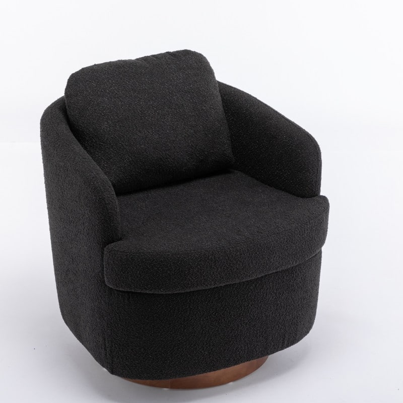 22.6" Seat Width Boucle Fabric 360 Degree Rotatable Swivel Chair Leisure Chair with Pillow