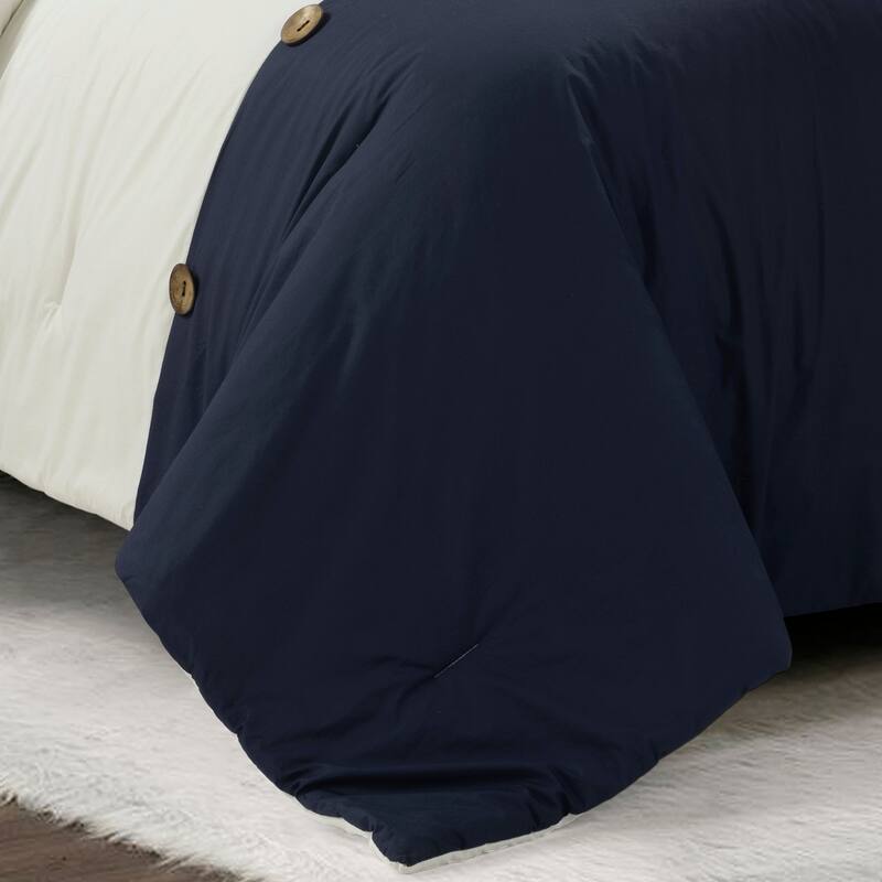 Lush Decor Linen Button Cotton Blend Comforter 5 Piece Set