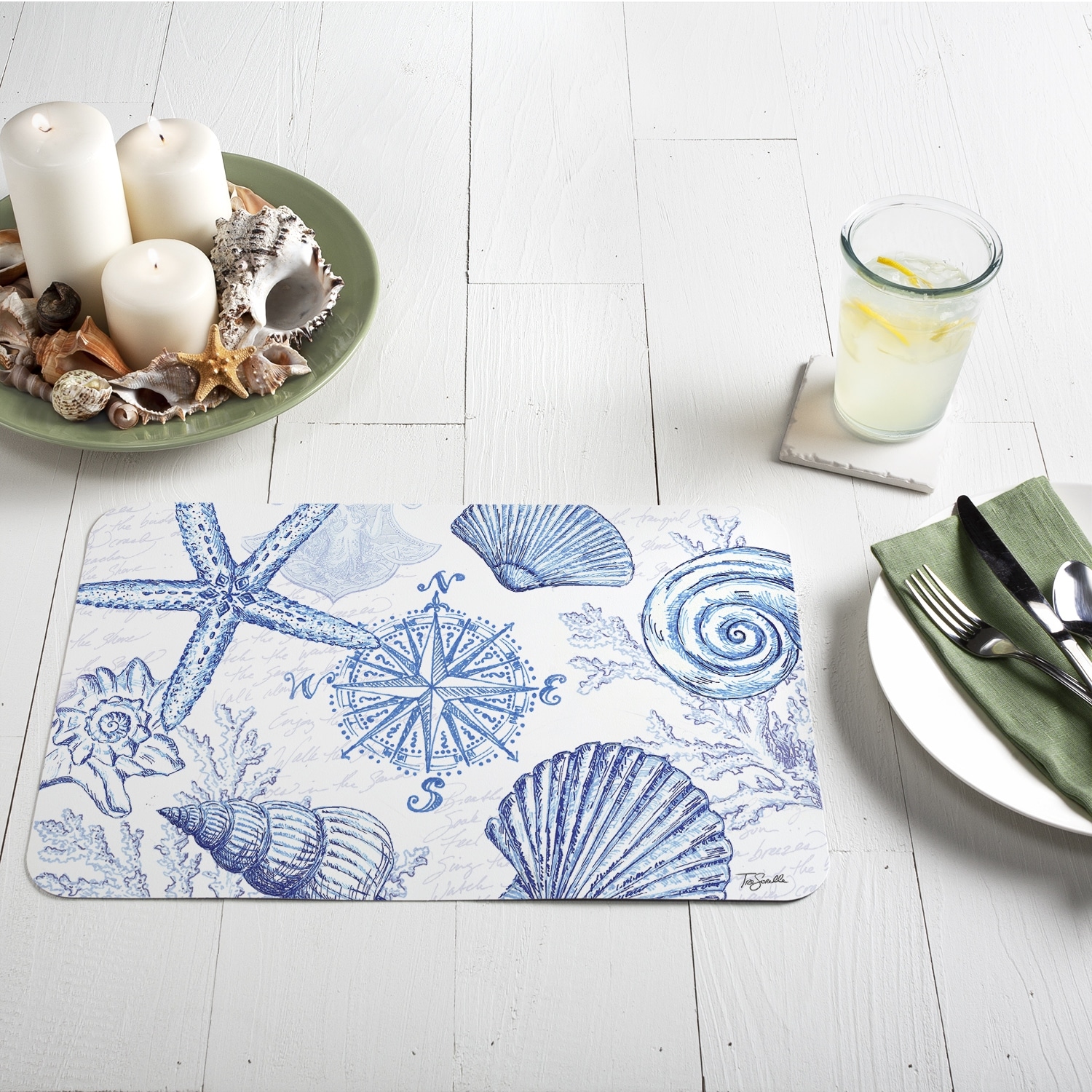 Counterart Ocean View Reversible Wipe Clean Placemats Set of 4 Made in The USA Counterart Ocean View Reversible Wipe Clean Placemats Set of 4 Made in The USA