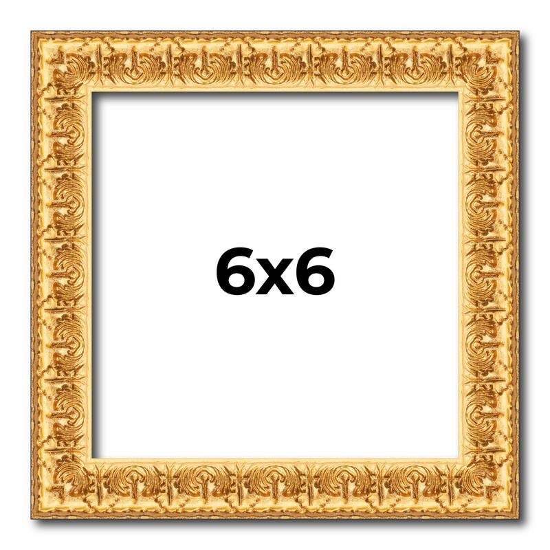 6x6 Frame Gold Real Wood Picture Frame Width 1 inches | Interior Frame