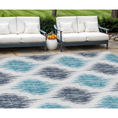 HomeRoots Ikat Transitional Rectangle Outdoor Rug