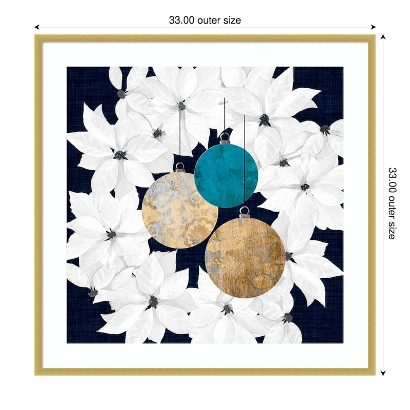 Blue Sophisticated Christmas III by Grace Popp Wood Framed Wall Art Print - 33 x 33 in