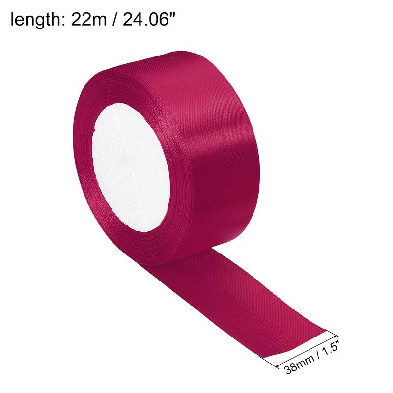 Satin Ribbon Double Face Crafts Roll for Party DIY Wrapping Decoration - Rose Red