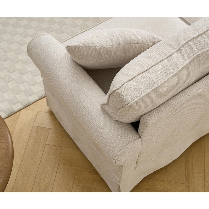 94" Linen L-Shaped 5-Seater Sectional Sofa with Reversible Design and Rolled Arms