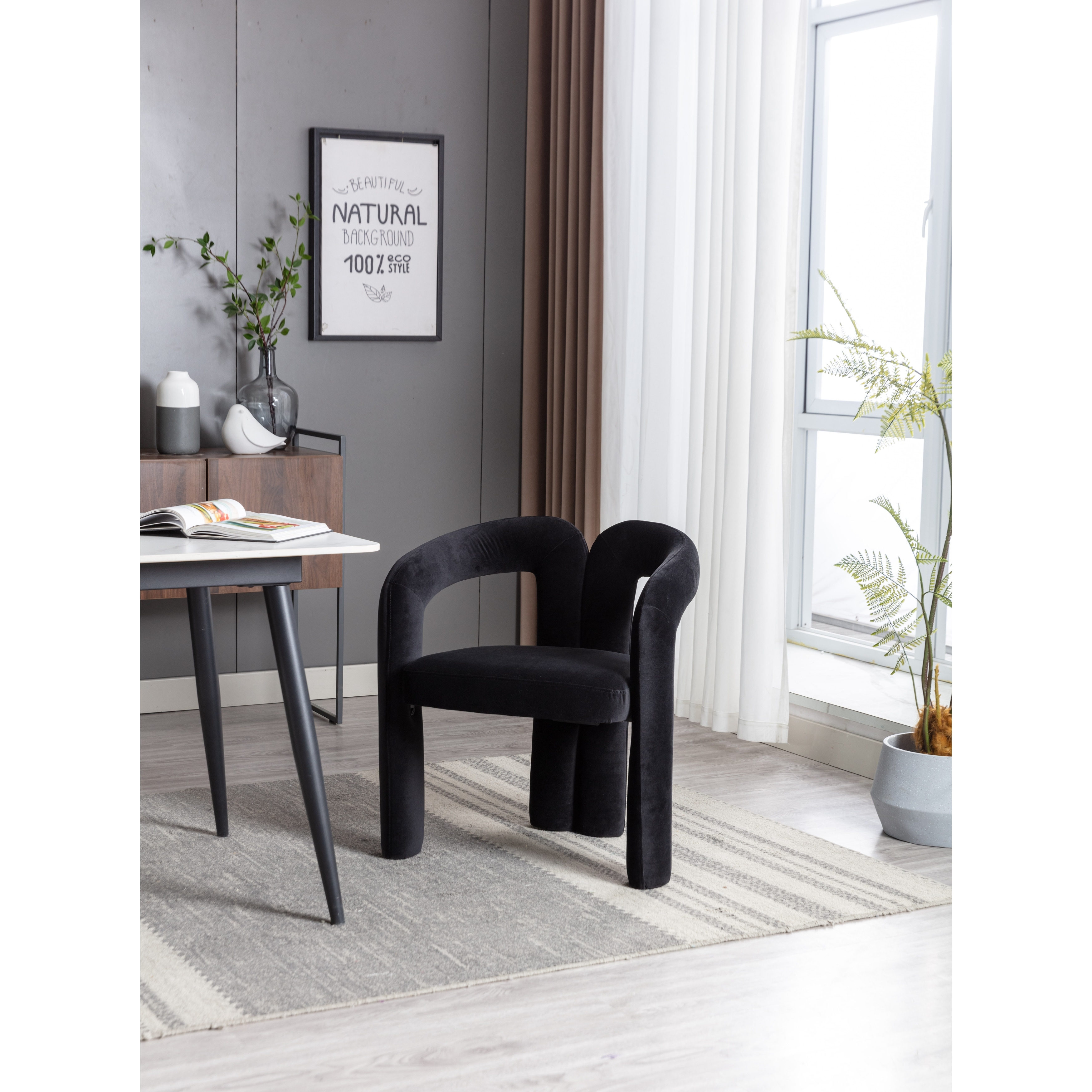 Velvet Accent Chairs Set of 2 Dining Chairs Rounded Footprint
