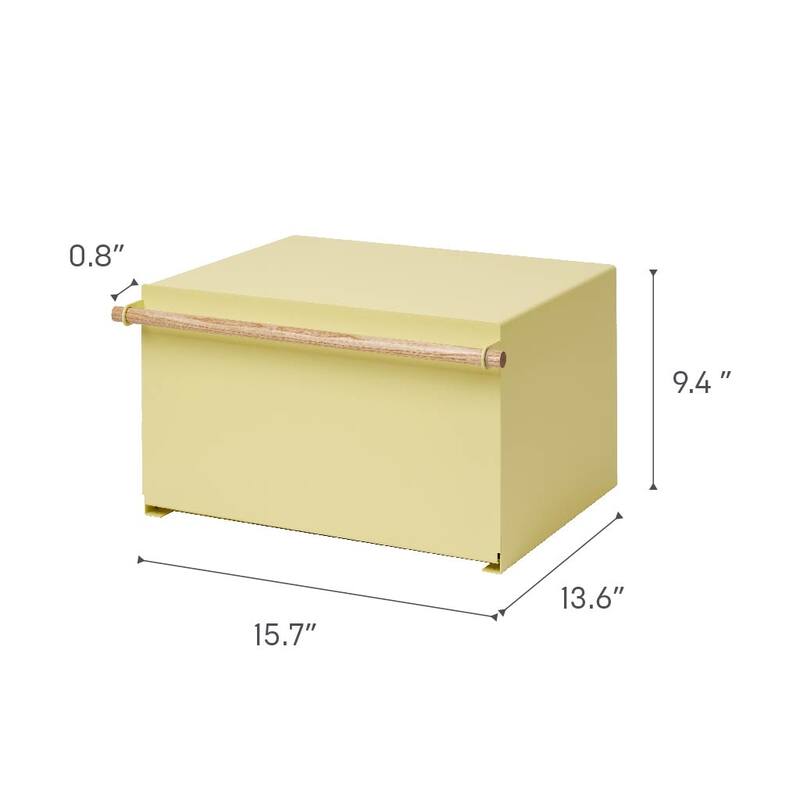 Yamazaki Home Bread Box - Two Styles, Steel and Wood, Horizontal, Holds 22.2 lbs - L 14.37 x W 16.93 x H 9.45 inches