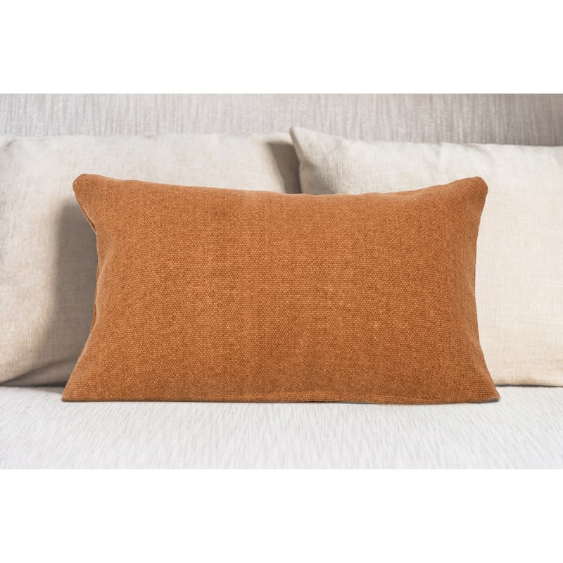 Woven Canvas Lumbar Pillow Cover - Rust